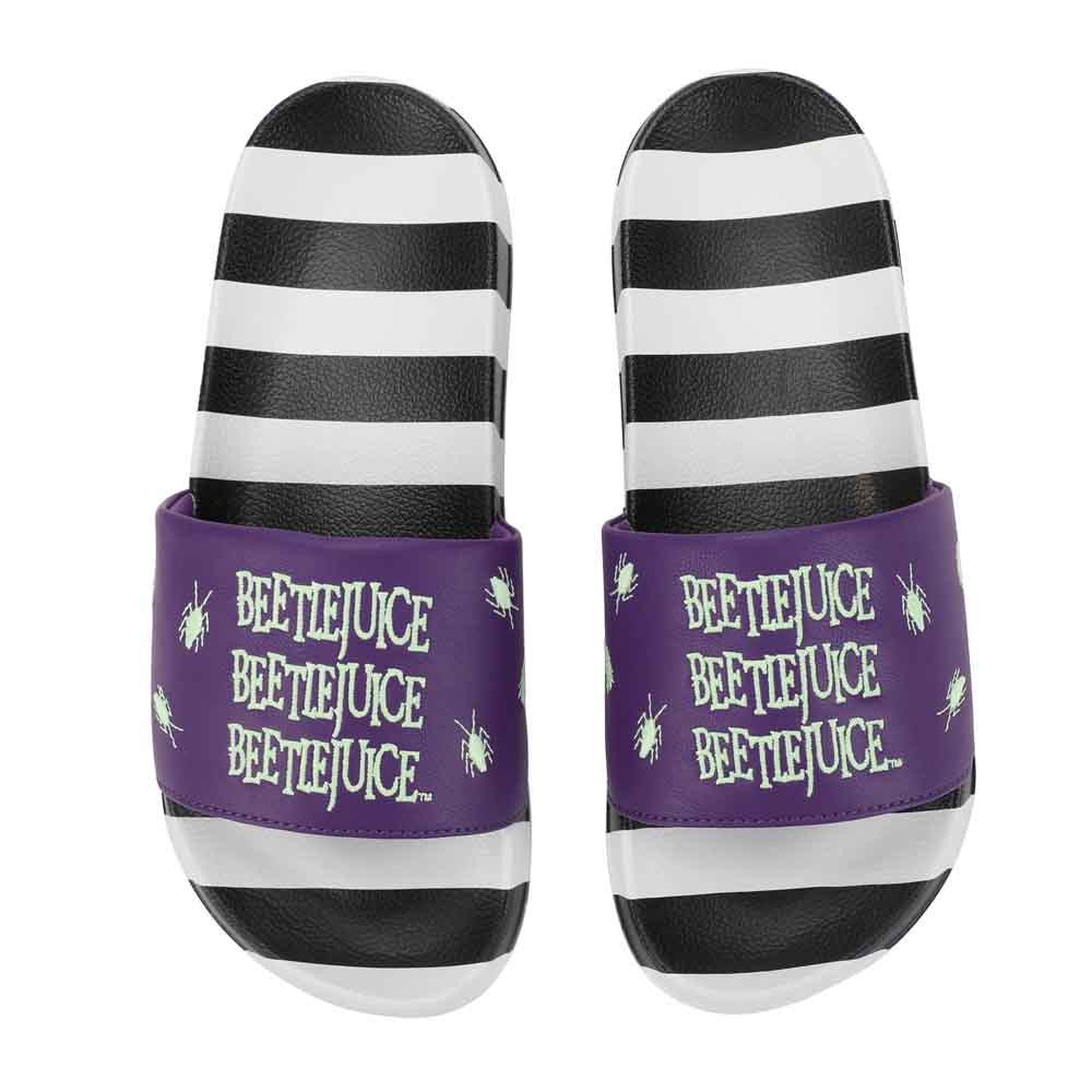 Beetlejuice Glow In The Dark Embroidered Slides