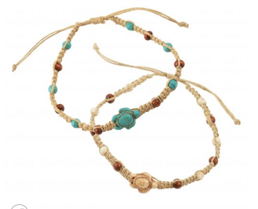 Sea Turtle & Hemp Macrame Anklet