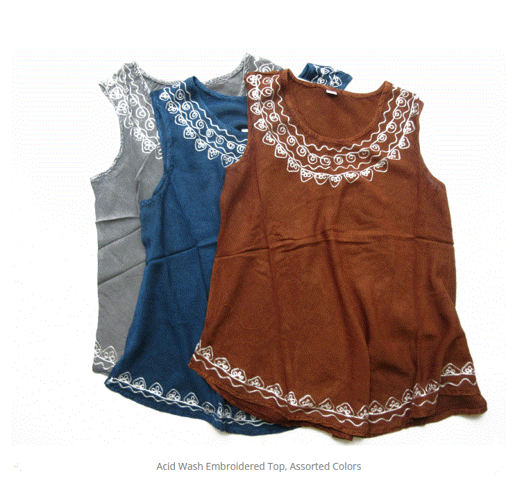 Magic Touch - Acid Wash Embroidered Top