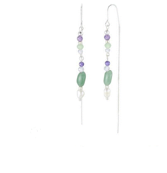 Viva Life - Stone, Crystal & Pearl Threader Earrings