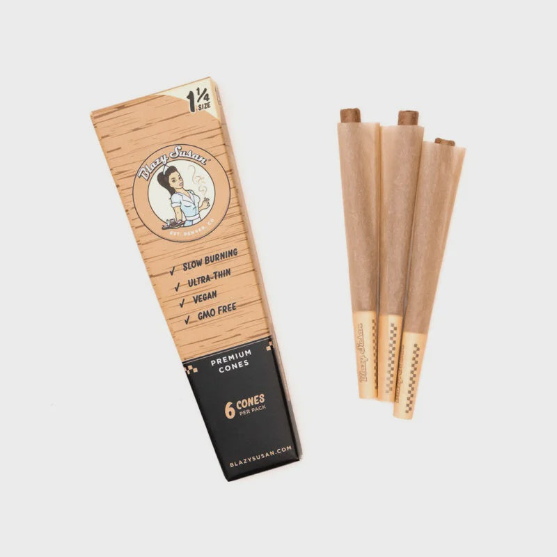 Blazy Susan Unbleached Pre Rolled Cones - 1.25 6pk