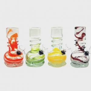6" Clear with Swirly Color Soft Glass Water Pipe - Discontinued