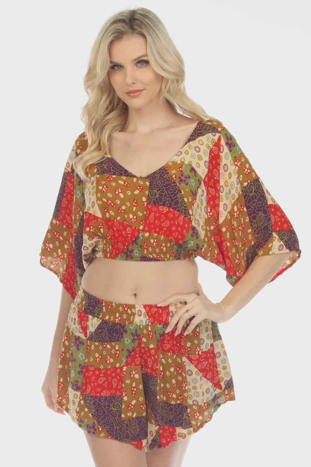 Mushroom Quilt Print Top