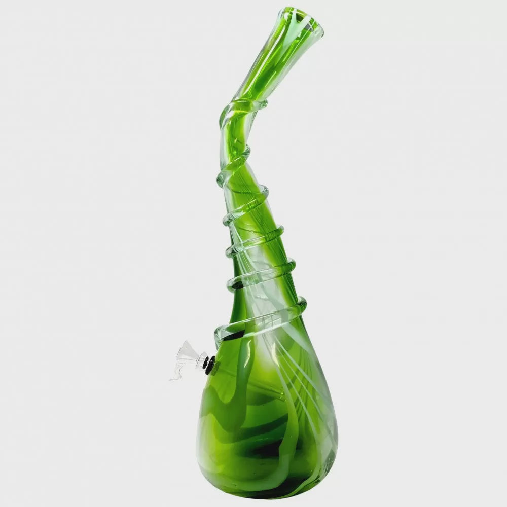 Large Melted Cone Twist Grip Soft Glass Pipe 19"