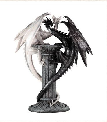 Large-Scale Black & White Dragons Statue 71626