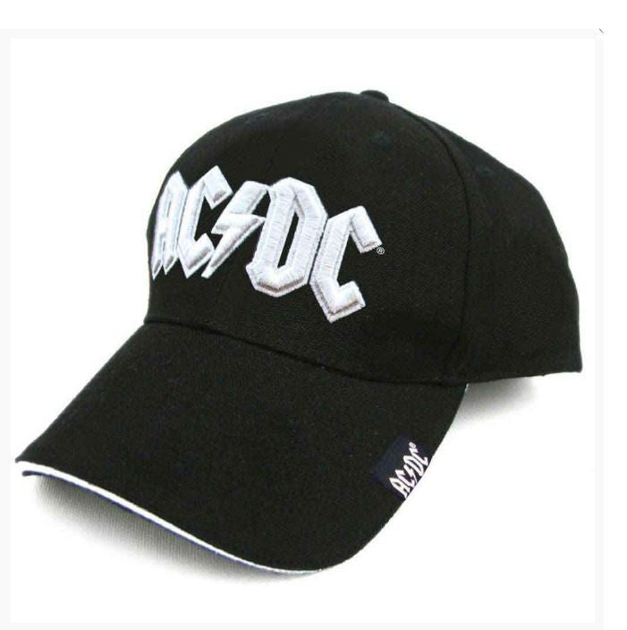AC/DC Unisex Baseball Cap - White Logo (Black)