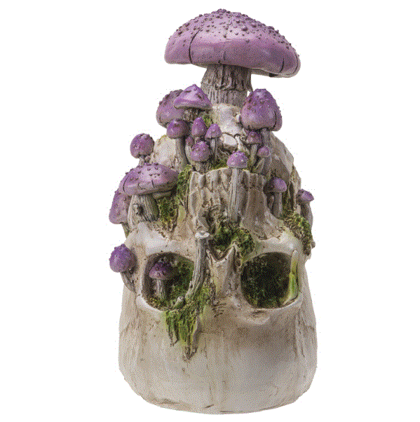 Skull w/Purple Mushrooms Statue 15061