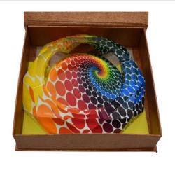 Heavy Glass Ashtray - Oilseed Spiral Rainbow Design