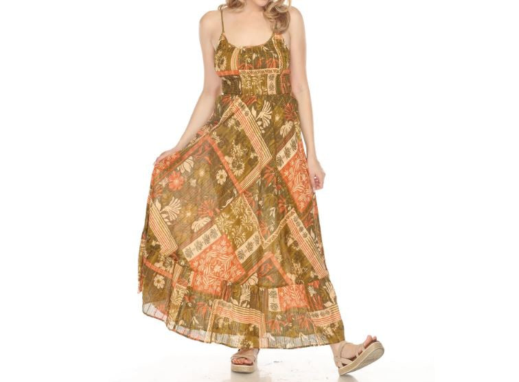 Patchwork Corset Back Maxi Dress