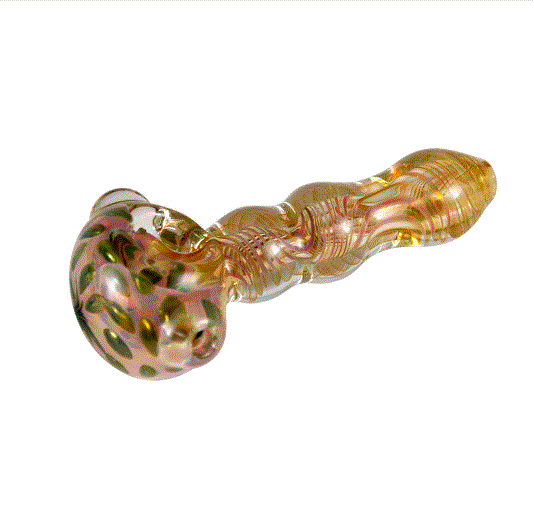 4.5" Glass Spoon - Pink Fumed w/Innerwork