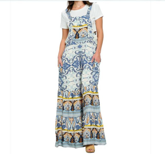 Boho Floral Print Overalls 25165
