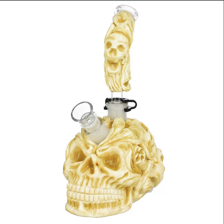Skull Pile Sugar Skull Glass Water Pipe | 9.5" | 19mm F