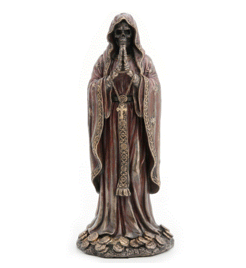 Santa Muerte Saint Bronze Statue w/Rosario Prayer 77934