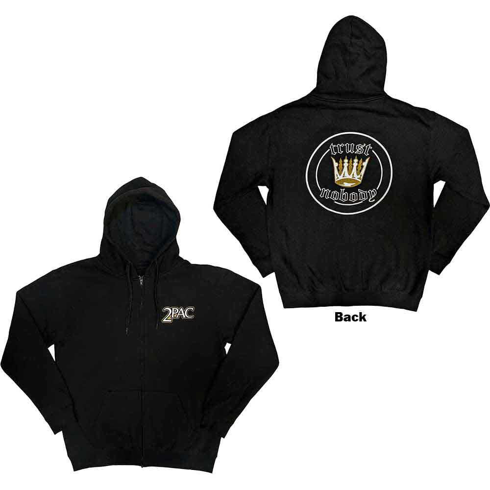 TUPAC UNISEX ZIPPED HOODIE: CROWN SEAL (BACK PRINT)