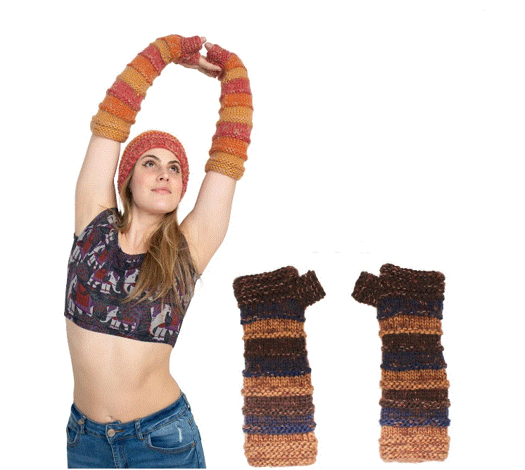 Faux Mohair Striped Armwarmers