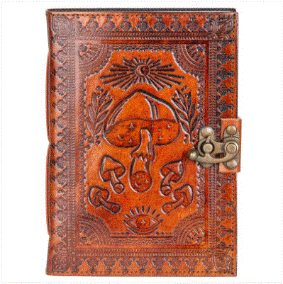 Trippy Mushroom Leather Journal 2963