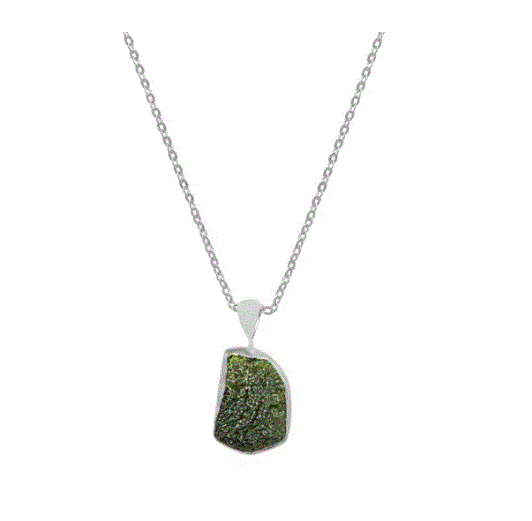 Moldavite Stone on Sterling Silver Necklace