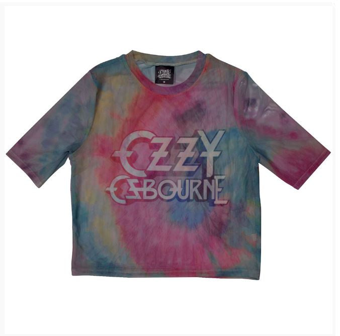 Ozzy Osbourne Ladies Crop Top - Logo (Light Blue) (Mesh)