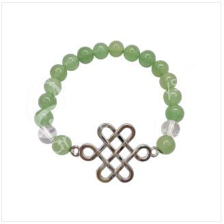 Green Aventurine & Crystal Quartz Beaded Bracelet w/Celtic Knot