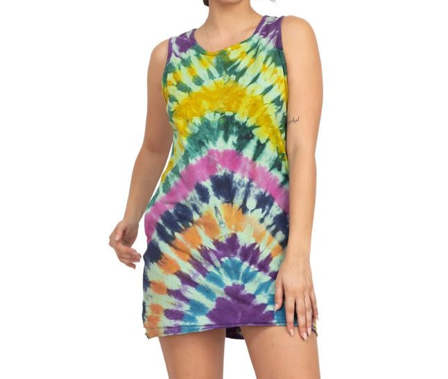 Tie Dye Jersey Tank Dress - M/L / Jewel Tie Dye Jersey Tank Dress - M/L / Jewel