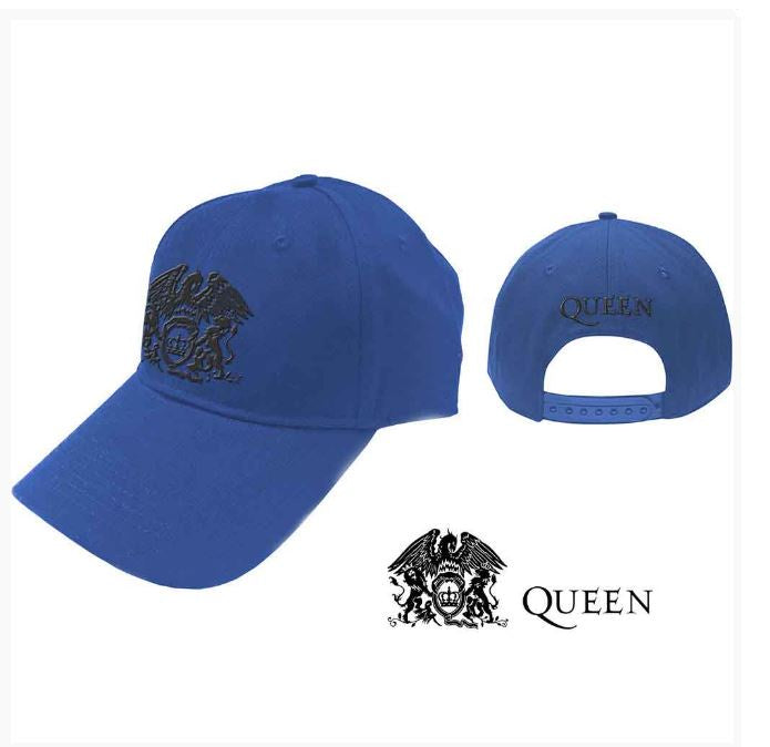 Queen Unisex Baseball Cap - Black Classic Crest (Blue)