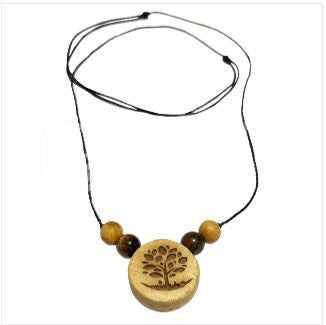 Palo Santo Engraved Tree of Life w/Tigers Eye on Cord