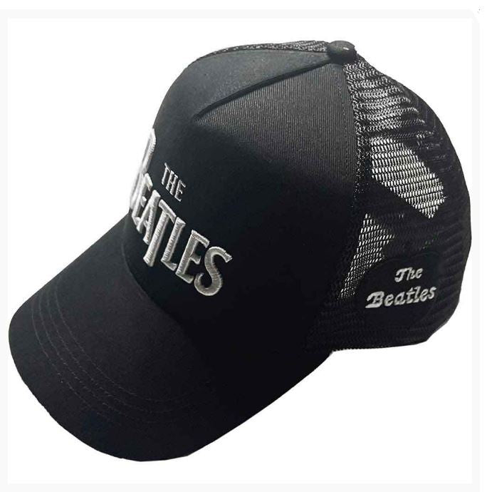The Beatles Unisex Mesh Back Cap - Drop T Logo & Apple (Black)