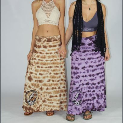 RIPPLE WAVES MAXI SKIRT Tie Dye Maxi w/Grateful Dead SYF Embroidery