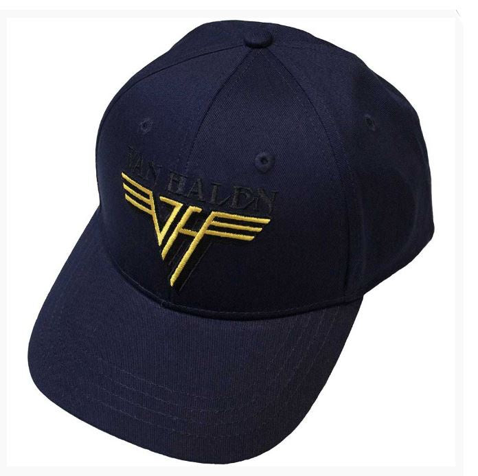 Van Halen Unisex Baseball Cap - Text & Yellow Logo (Navy Blue)