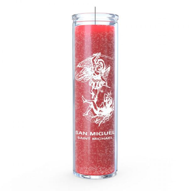 St. Michael 7 Day Glass Candle - Red