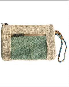 Hemp Coin Purse w/Dyed-Patch Center & Loop Handle