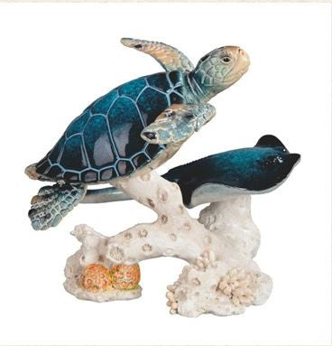 Sea Turtle w/Manta Ray Statue 90257