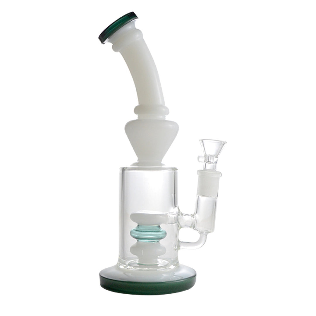 Glass Art - Watervase - 14mm - 10in - Bent Neck - Stemless - Offset Tube Shift w/ Stacked Disc Perc
