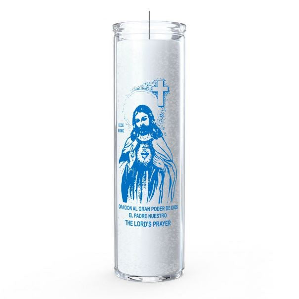 Lord's Prayer 7 Day Glass Candle - White