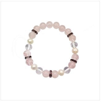 Rose & Crystal Quartz w/Pearls Bracelet