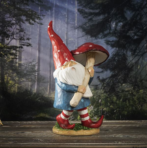 Gnome w/Mushroom Statue 14773 (Outdoor Suitable)