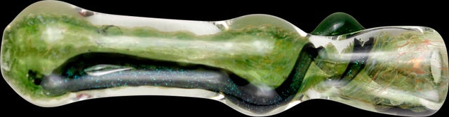 Glass Art - Bat - 3.5in - Heavy - Green w/ Dichro