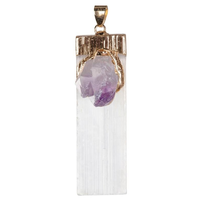 Selenite Pendant w/Amethyst