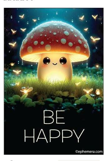 BE HAPPY Mushroom Magnet
