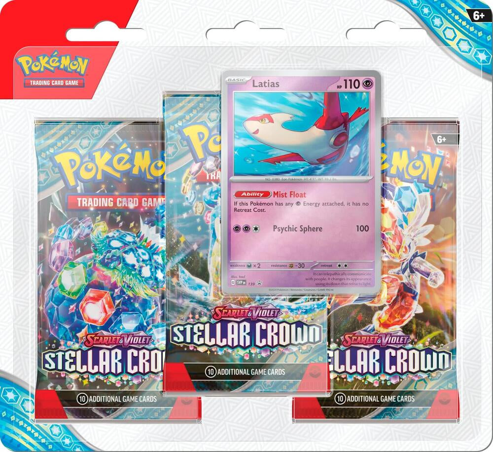 Pokemon TCG Scarlet & Violet Stellar Crown 3 Pack Blister Latias