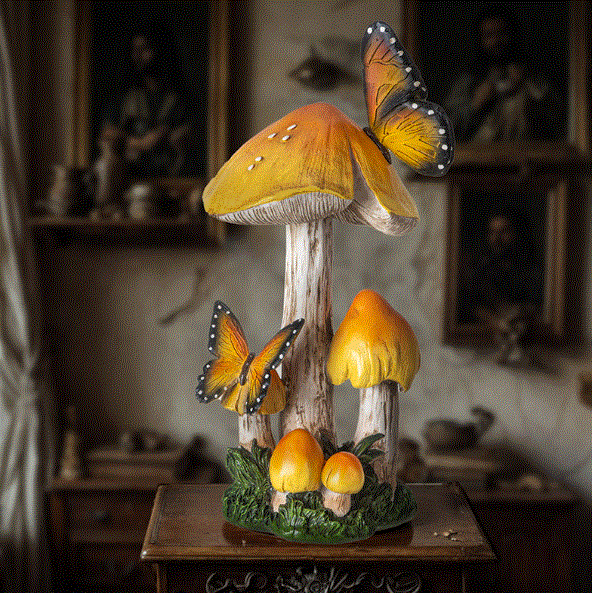 Mushrooms w/Butterflies Statue 16053