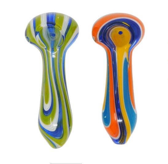 Multi-Color Line Pattern 4.5" Glass Pipe 9967