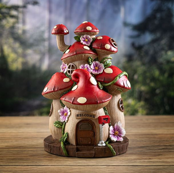 Toadstool Mushroom House w/LED 16295