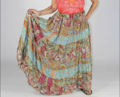 SERENITY MAXI SKIRT Sari Long Tiered Maxi Skirt