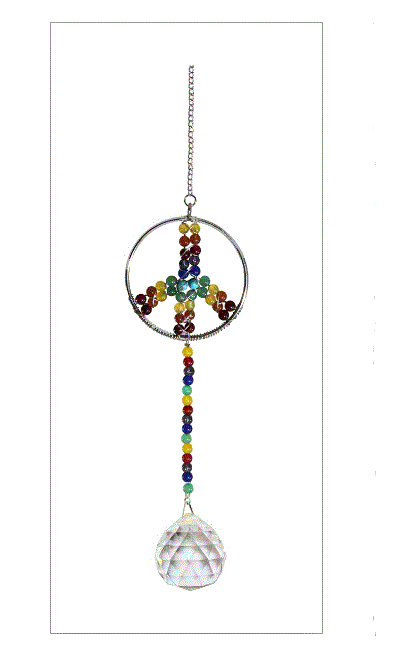 Peace Sign Gemstone Sun Catcher Strand