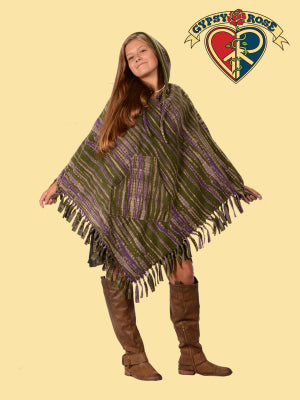 Tie Dye Fleece Fringe Poncho