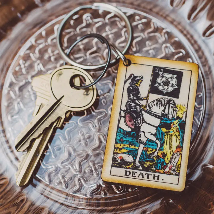 Tarot Card Full Color Wooden Keychain - Death