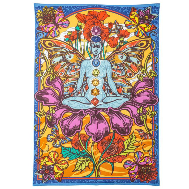 Indian Tapestry - Chakra Lotus 3D Tapestry