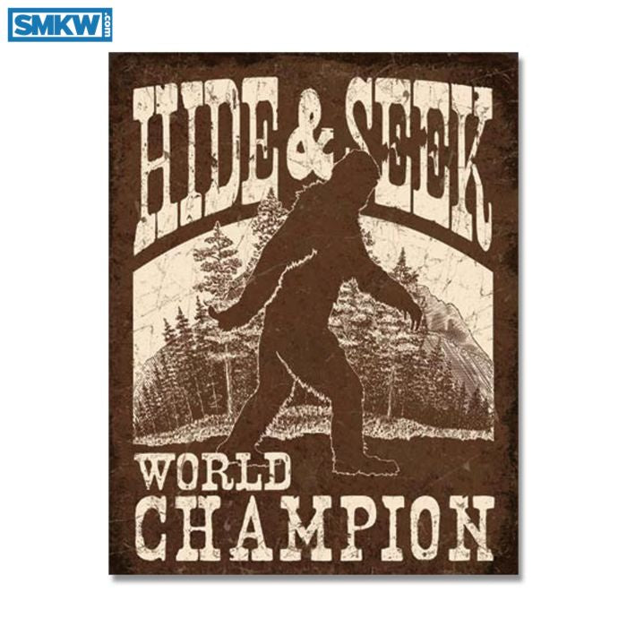 Big Foot Hide & Seek Tin Sign