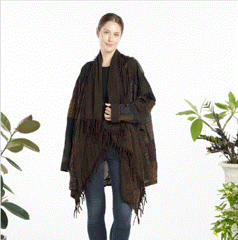 KI - L-Sleeve Patched Drape Jacket w/Tassels